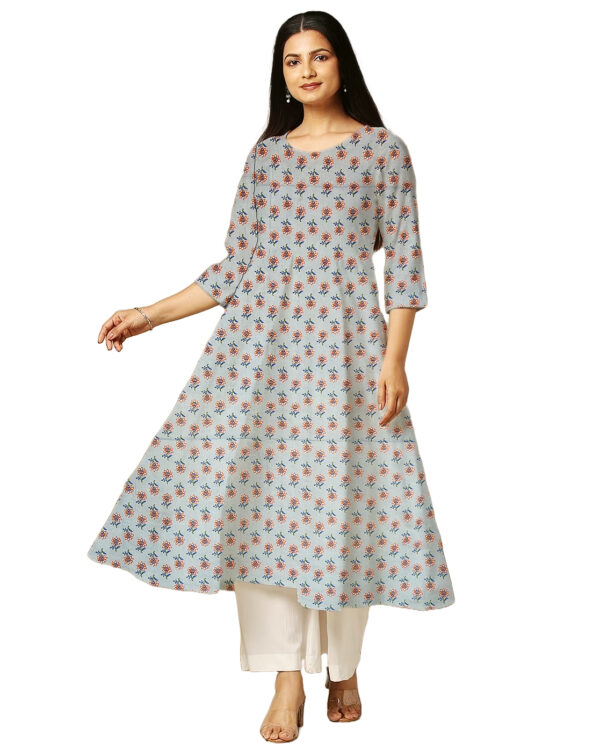 Tiny Floral Print Cotton Anarkali Kurti For Womens