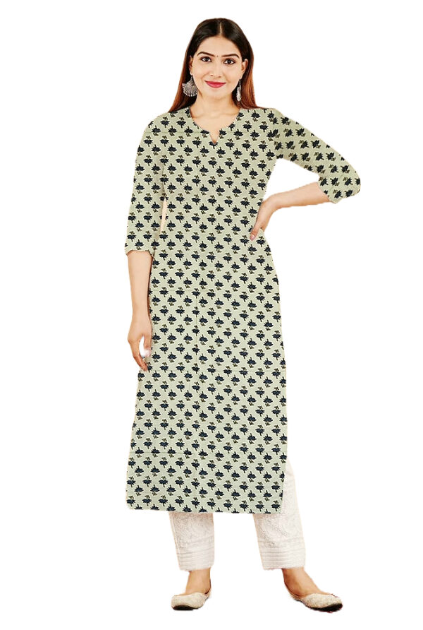 Tiny Floral Printed Blue Cotton Kurti For Womens