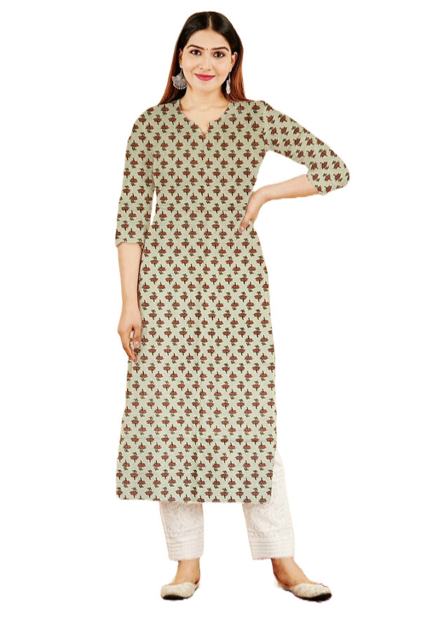 Tiny Floral Printed Red Cotton Kurti For Womens