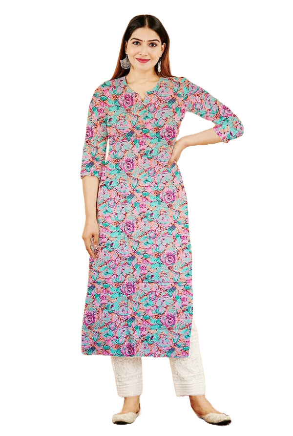 Tie And Dye Print Green Cotton Kurti For Womens