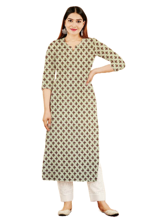 Tiny Floral Printed Pink Cotton Kurti For Womens