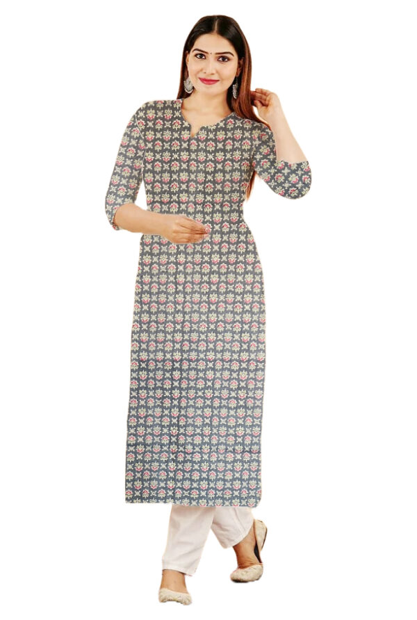 Small Floral Print Purple Cotton Kurti For Womens