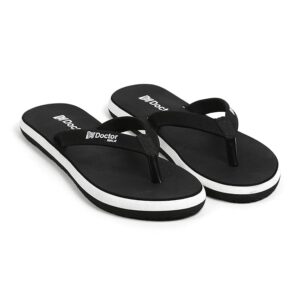 Walk Flip Flops with Comfortable Footpad, Soft Straps, Anti-Skid Design, Black and White Slipper for Women's