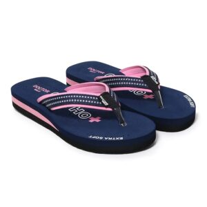 Walk Soft Comfort Flip Flops, Black and Red, Cushioned Thong Sandals Slipper for Women's